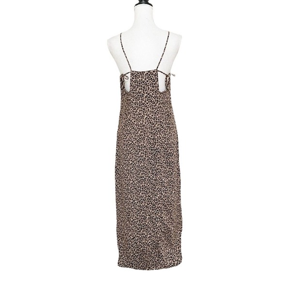 Topshop NWOT Animal Print Leopard Midi Slip Dress Sheath Strappy Sz 8 Front Slit - Picture 2 of 7